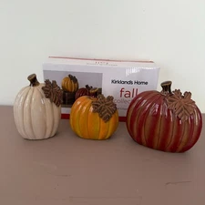 Kirklands Home Fall Ceramic Pumpkins Autumn Decor Set Of 3