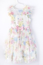 Jona Michelle Girls 7 Floral Tulle Dress Pink Bow Flower Girl Formal Wedding