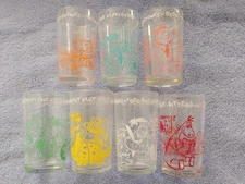 1962-1964 WELCH'S GLASS THE FLINTSTONES, (7 DIFF. COLORS), FRED, WILMA, BARNEY