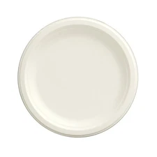 50 Round 9" White Bagasse Sustainable Dinner Plates Party Tableware Decorations