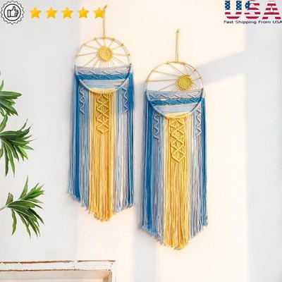 Boho Macrame Sun Tapestry Wall Hanging Home Decor Positive Energy Symbol Gift US