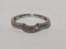 VINTAGE STERLING SILVER "JTW" 925 SIZE 7 CURVED BAND W/ SMALL DIAMONDS RING