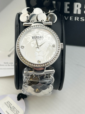 NIB Versus Versace Women's Watch Paris Lights Swarovski Crystals Silver SGW08