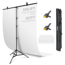 EMART White Backdrop 1.5x2m with T-Stand for Photography & Video Studio