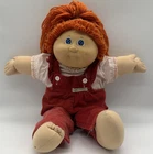 VTG 1980s Cabbage Patch Kids Doll Red Hair Blue Eyes in Corduroy Overal dimple