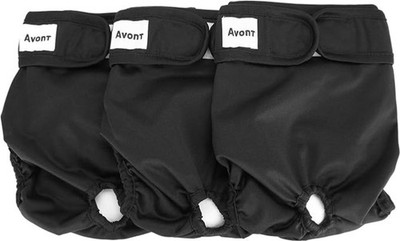 Avont  Premium Washable Female Dog Diapers 3 Pack  Black XL
