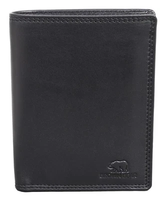 Geldbörse Geldbeutel Echt Leder Portmonee Hochformat RFID Brown Bear Schwarz