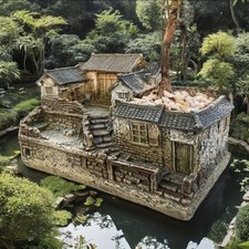 Small Medieval Village Planter Bonsai Tree Holder Aquarium Model Village