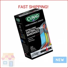 CURAD Performance Series IRONMAN Antibacterial Bandages, Extreme Hold Adhesive T
