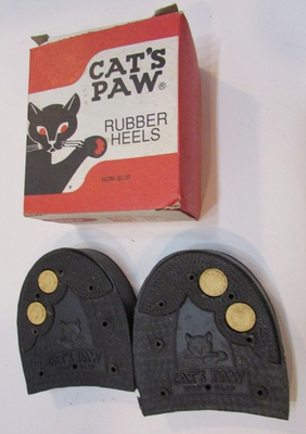#ad Vintage Cats Paw Black Rubber Twin Grip Washer Whole Shoe Heels sz 10 11 w Box $30.00