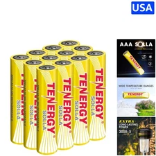 Solla 600mAh NiMH Batteries for Solar Lights - 12 Pack, Anti-Leak Technology