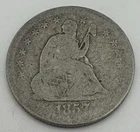 1857 O Silver Seated Liberty Quarter New Orleans AG About Good Condition!