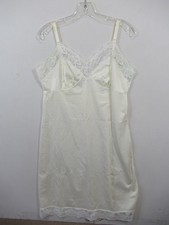 Vintage Sears Satin Full Dress Slip Women 36 White Nylon Lace