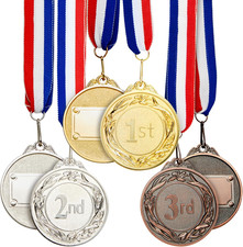Premium Award Medals Set - Gold, Silver, Bronze with Ribbons 6 Pack 