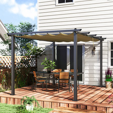 Pergola Aluminium Retractable Canopy Khaki 395x296x237cm Patio Cover Durable Kit