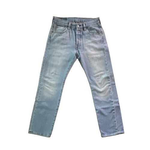 Levi's 501 Mens Straight Leg Light Wash Button Fly Denim Jeans - EUC