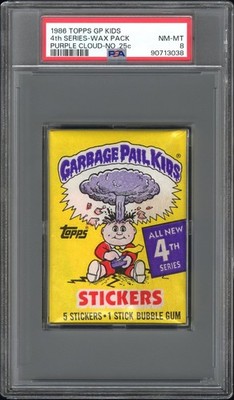 1986 OS4 Garbage Pail Kids 4th Series 4 Wax Pack PSA 8 PURPLE CLOUD WITHOUT 25c