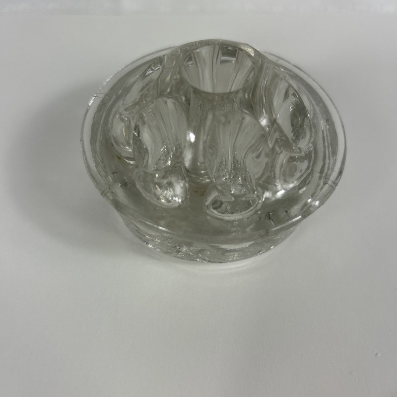Large 2 1/2” Clear Glass Flower Frog for Flower Arrangements. 7 Holes & Footed