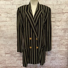 VINTAGE CAROLE LITTLE BLAZER 10 RAYON GAUZE 80/90s Big Shoulders Long Oversized