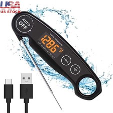 Rechargeable Digital Food Thermometer Instant Read Waterproof Kitchen BBQ Tool