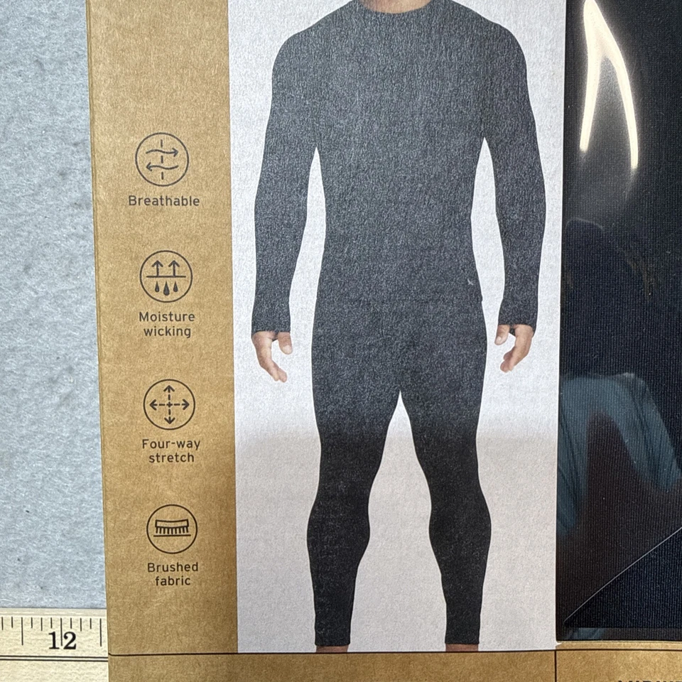 2-Piece Set Eddie Bauer Midweight Base Layer Crew / Pant Set Men L Black SEALED - Image 3 of 4