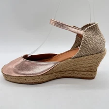 Toni Pons Espadrilles Womens EU 36 US 6 Metallic Rose Gold Wedge Ankle Strap