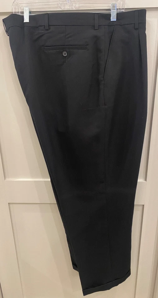 Geoffrey Beene Men's Black Dress Slacks Pants 50x30 Pleated Cuffed NWT - Image 2 of 4