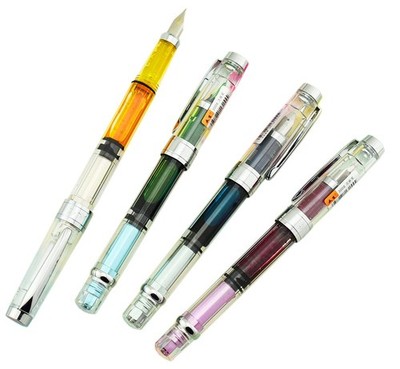 Yongsheng 3008 Piston Fountain Pen EF Extra Fine NibTransparent SilverTrim 4 ...