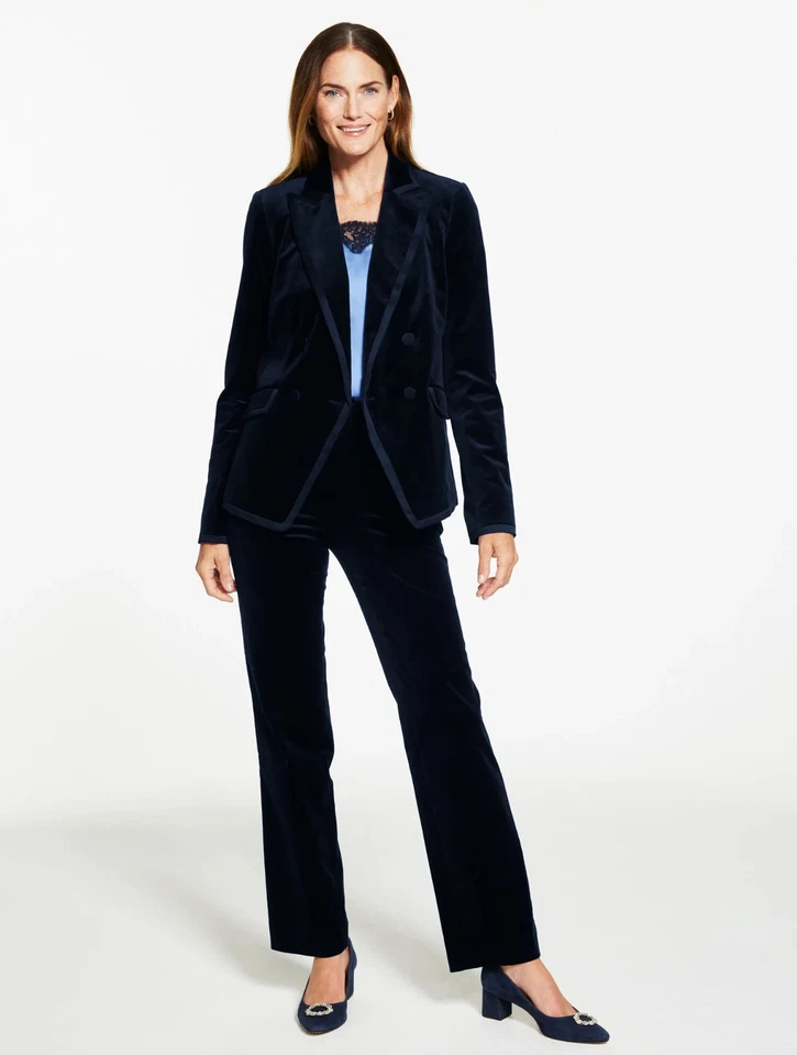 Tipped Velveteen Blazer color RICH BURGUNDY at Talbots, NWT $199, All size - Image 3 of 4