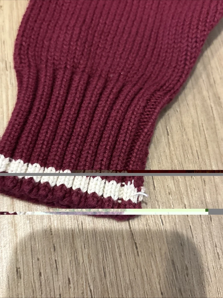 Suéter Polo Por Ralph Lauren Cable Juvenil 7 Granate Blanco De Colección Foto 4 de 4