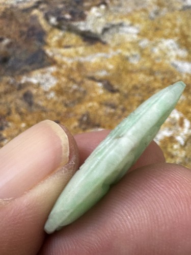 Vintage Jadeite Pendant Hand Carved Green With White 2 Sided Chinese Symbol 7 g - Picture 5 of 7
