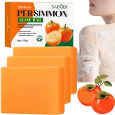 3 Pack Persimmon Soap Bar for Body Odor Control Purifying Deodorizing Body Wash