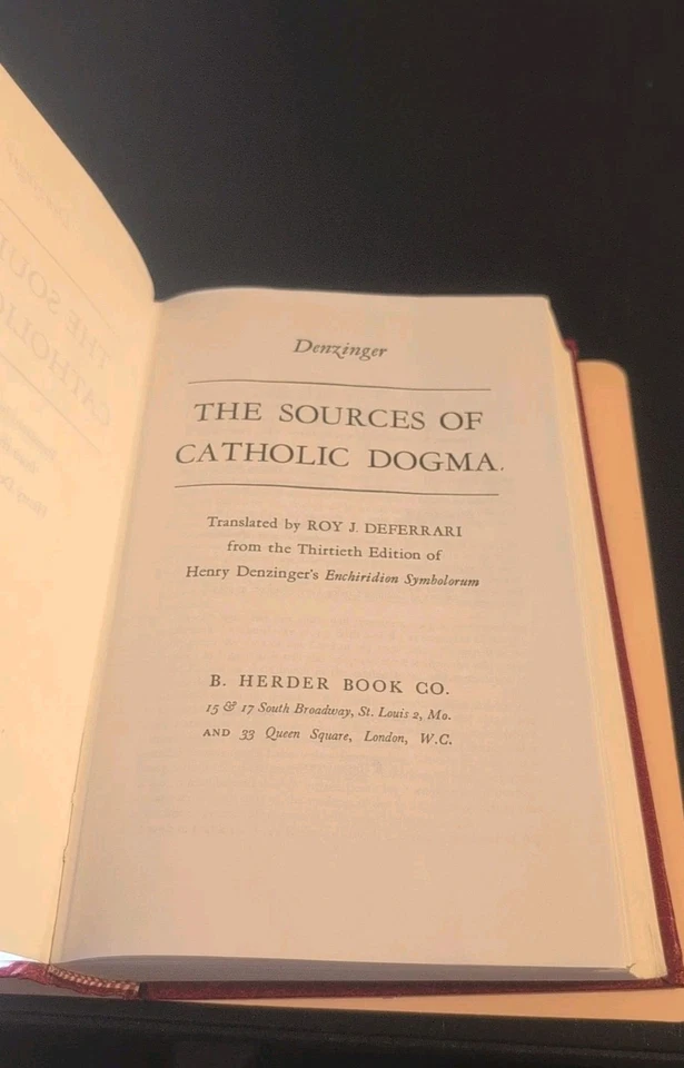 THE SOURCES OF CATHOLIC DOGMA Denzinger 1957 Facsimile Reprint HARDCOVER VG Foto 2 de 4