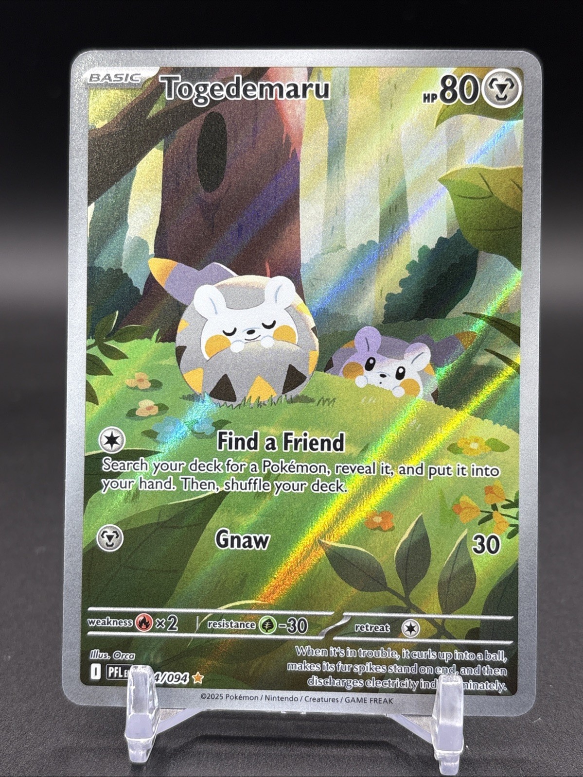 Togedemaru 104/094 Illustration Rare ME02: Phantasmal Flames Pokemon TCG NM (C)