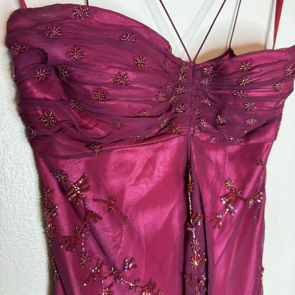 Vestido de hadas vintage Scala de seda con cuentas para mujer grande rosa Fairycore Whimsygoth Foto 3 de 4