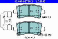 Bremsbelagsatz FÜR Opel Insignia A Sports Tourer (G09) - ATE 13.0470-2755.2