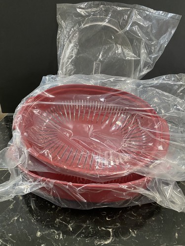 Neu KitchenAid Rot Mikrowelle Dampfgarer Kochgeschirr 3 Stück Set mit Sieb & Deckel - Bild 3 von 21