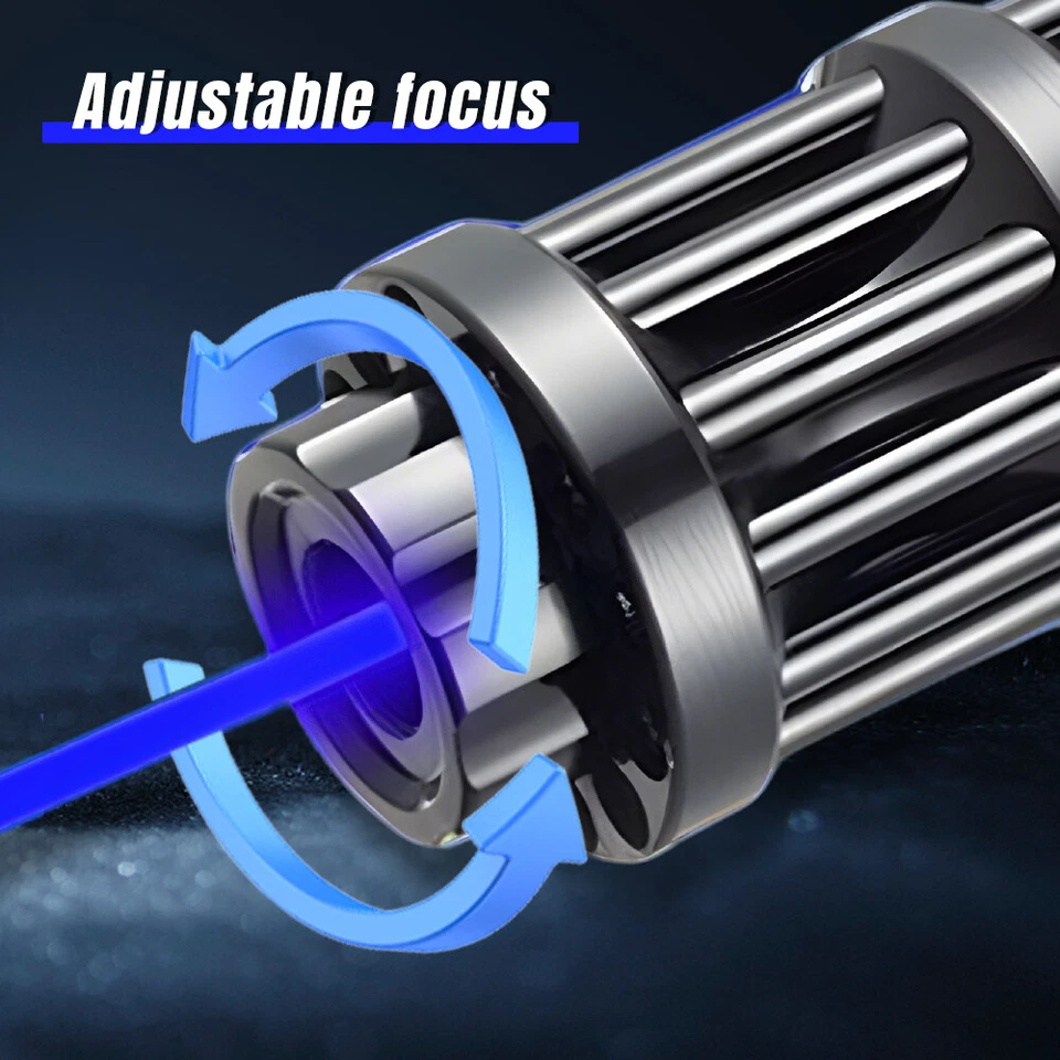 10Watt Adjustable High Power Blue Burning Laser Pointer Visible Dot Torch Light - Image 4 of 4