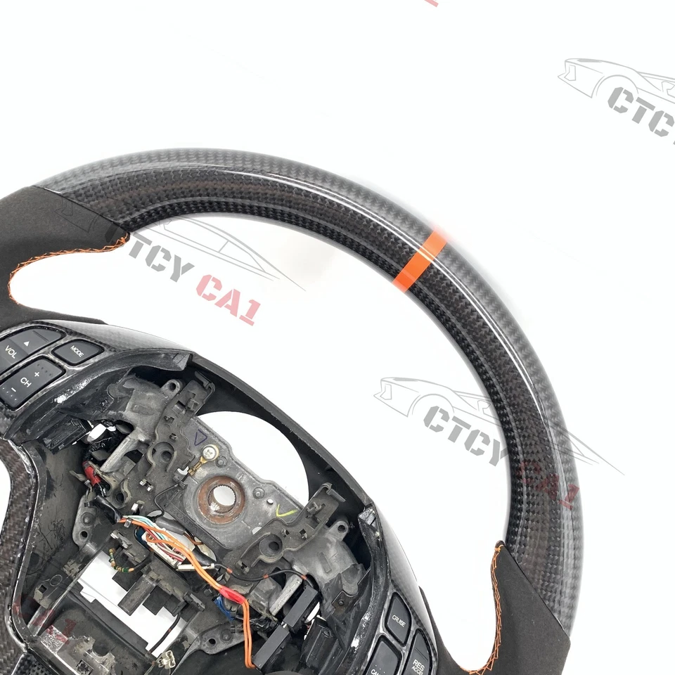 Volante de fibra de carbono real personalizado para Honda CR-V 2007-2011 Alcantara Foto 4 de 4