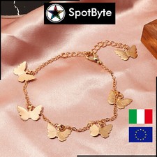 Bracciale Donna Golden Placcato Dorato con Farfalle Pendenti Idea Regalo