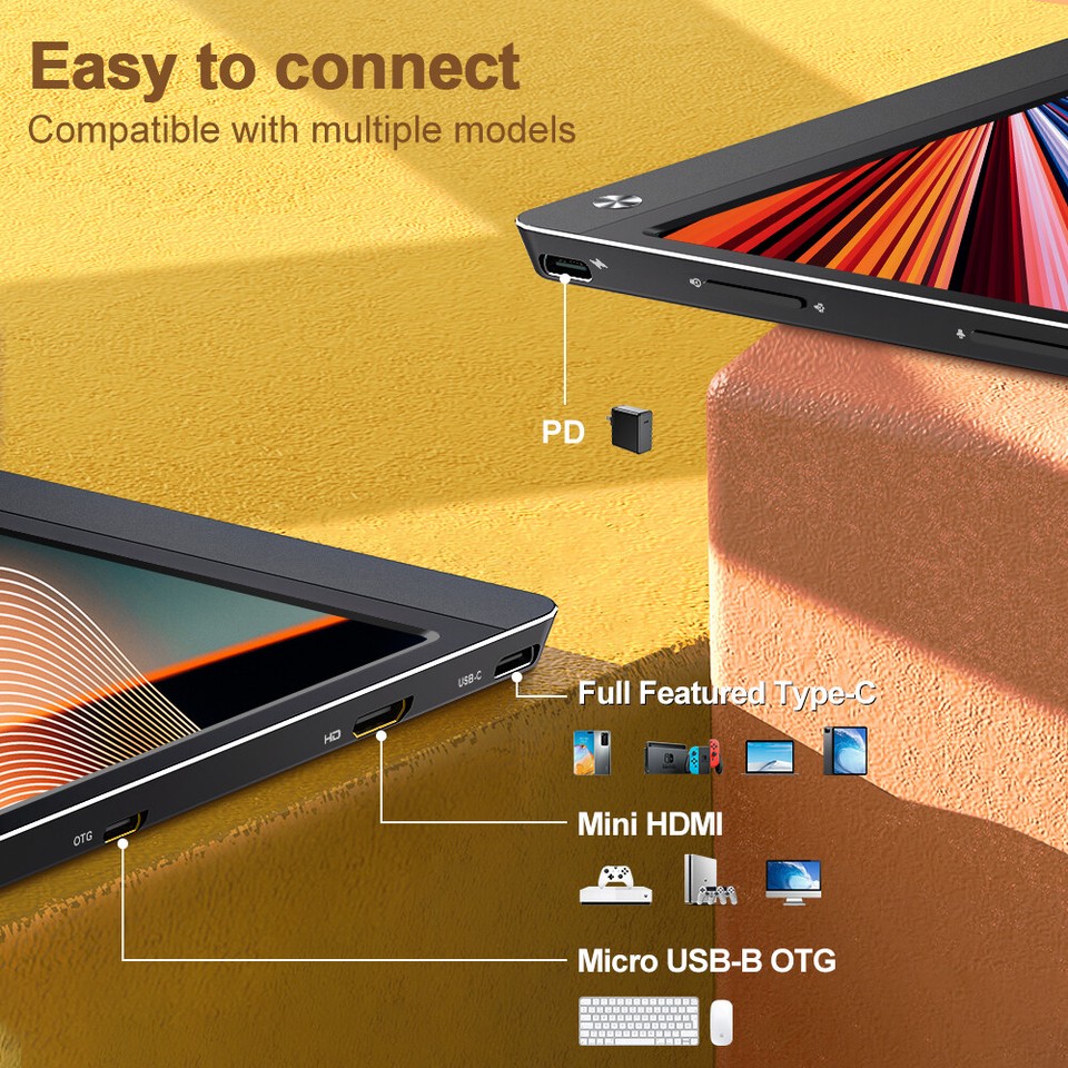 EVICIV Battery Portable Monitor 120Hz Touchscreen, Upgraded 15.6" IPS