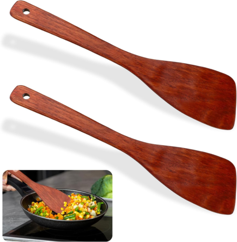 Set 12.8 Inch Non-Stick Wooden Cooking Spatula Kitchen Utensils 2 Pcs