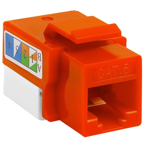 4 Pcs Cat6 RJ45 Network LAN Ethernet Keystone Jack 110 Punch Down Snap In Orange - Afbeelding 3 van 5