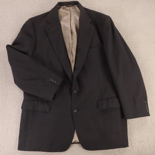 Joseph & Feiss Jacket XL Blue Window Pane Check End on End 100% Wool Blazer 46R