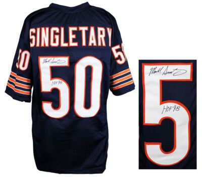 MIKE SINGLETARY Chicago Bears Signed Navy Football Jersey w/HOF 98  SCHWARTZ