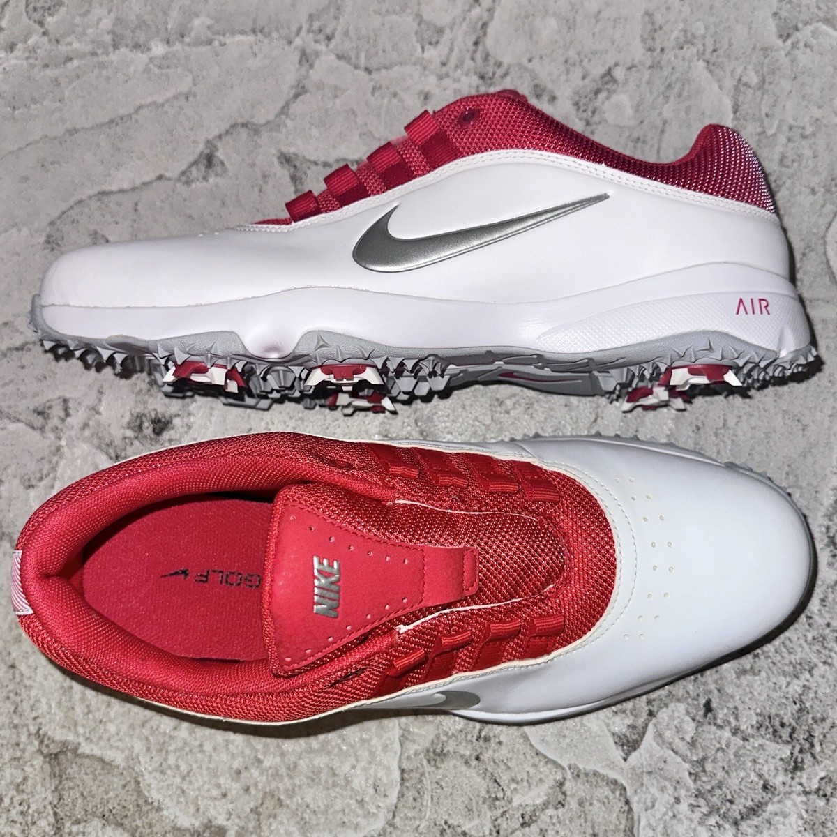 2015 Nike Air Rival 4 White Red Golf Shoes Spikes Sneakers 7 Mens