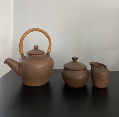 Sigvard Bernadotte Michael Andersen Danish Art Pottery Teapot Cream Sugar Set