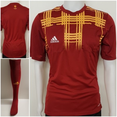 adidas Schiedsrichter Trikot UEFA Europa League kurzarm Referee rot & Stutzen O
