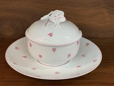 Lalique MUGUET Pink Lidded Gravy or Sauce Bowl, PRIMAVERA Collection