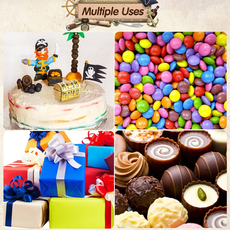 50 Pieces Mini Pirate Treasure Chest Gold Plastic Chests Jewelry Storage Box - Image 2 of 4